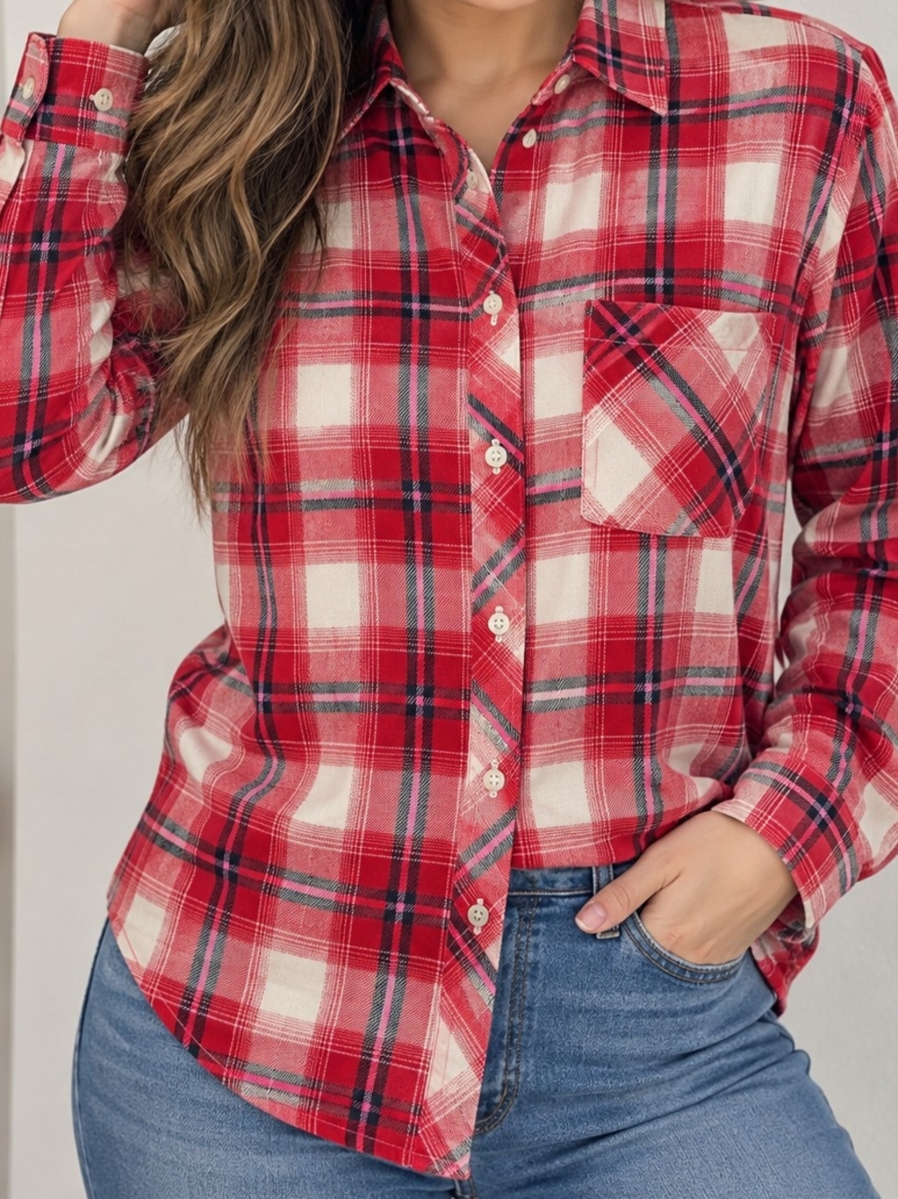 GAP Red Plaid Button-Down Shirt